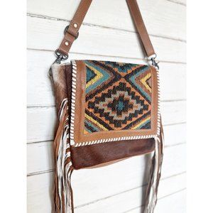 Myra Bag Boho Chic Leather and Hair Shoulder Bag